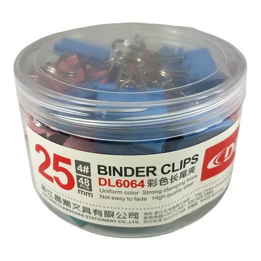 Colored Binder Clips 25 ml 48 Pcs || بايندر كليبس ملون ٢٥ مل عدد ٤٨ حبة
