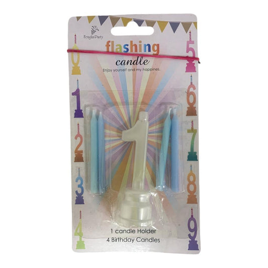 Numbered Candles With 4 Blue Candles || شمعة عيدميلاد ارقام مع ٤ شموع لون ازرق