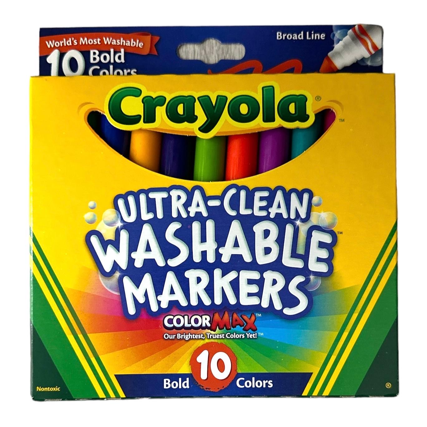 Crayola Ultra Clean Washable Markers Color Max 10 Bold Colors Broad Line || الوان كرايولا واشابل قابل للغسل ١٠ لون خط عريض