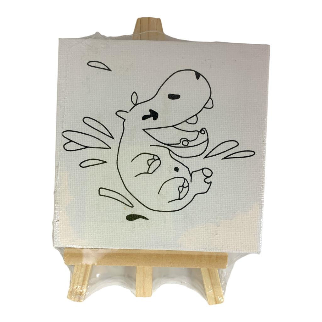 Printed Canvas Set For Kids 24 pcs 10 x 10 cm Assorted Models || مجموعة كانفاس مع ستاند للاطفال ٢٤ حبة ١٠*١٠ سم موديلات متنوعة