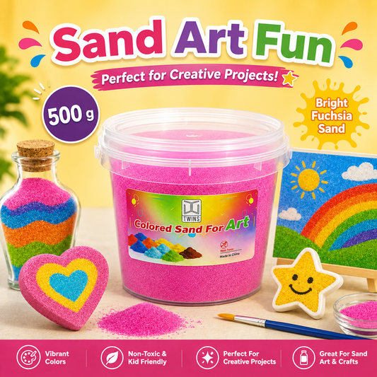 Twins Colored Sand 500g Fuchsia || رمل ملون توينز 500 جرام فوشي