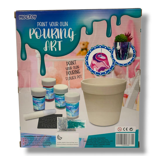 Mogtoy Color Box DIY Paint Your Own Pouring Art-Garden Kit || مجموعة موج توي لتزيين أصيص زرع بألوان السكب