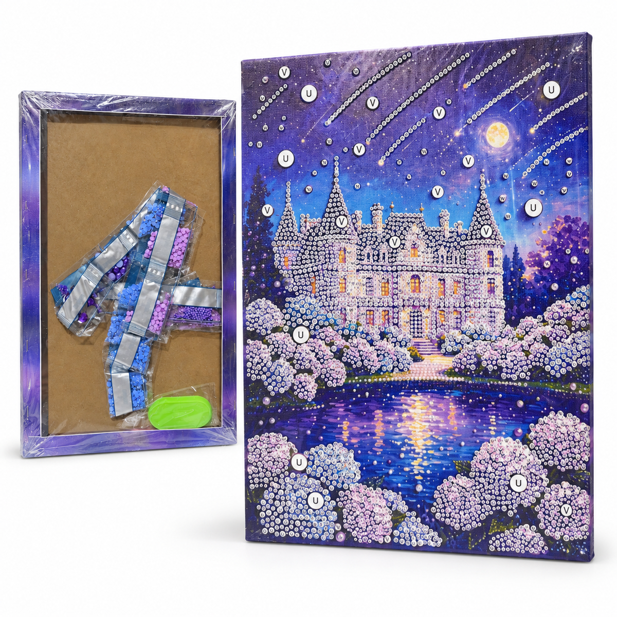 DIY Rhinestone Canvas Activity 30 x 40 cm - Castle by the Lake || نشاط تزيين كانفاس بالأحجار اللامعة 30 × 40 سم - قلعة بجوار البحيرة