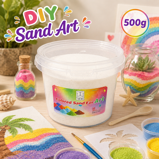 Twins Colored Sand 500g White || رمل ملون توينز 500 جرام ابيض