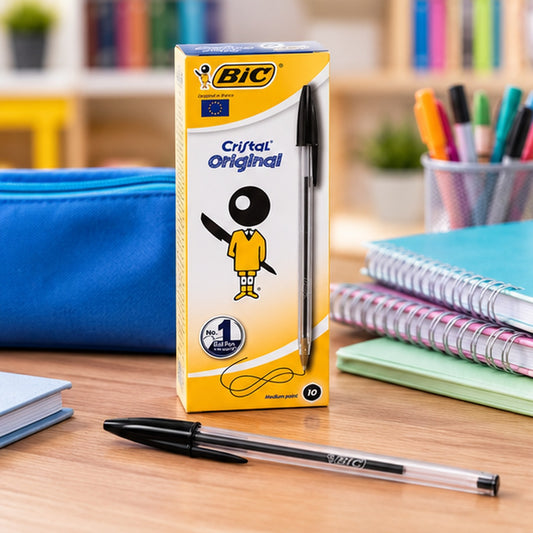 BIC Cristal Original Black Ball Pens 1.0mm – Pack of 10 || باكيت ١٠ أقلام حبر بيك كريستال أسود 1.0 مم