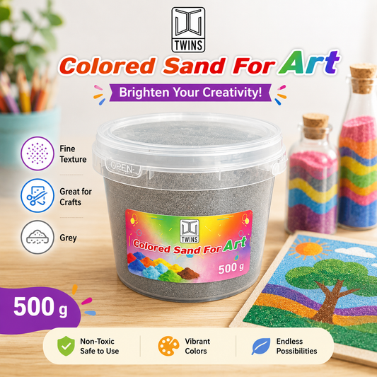 Twins Colored Sand 500g Grey || رمل ملون توينز 500 جرام رمادي