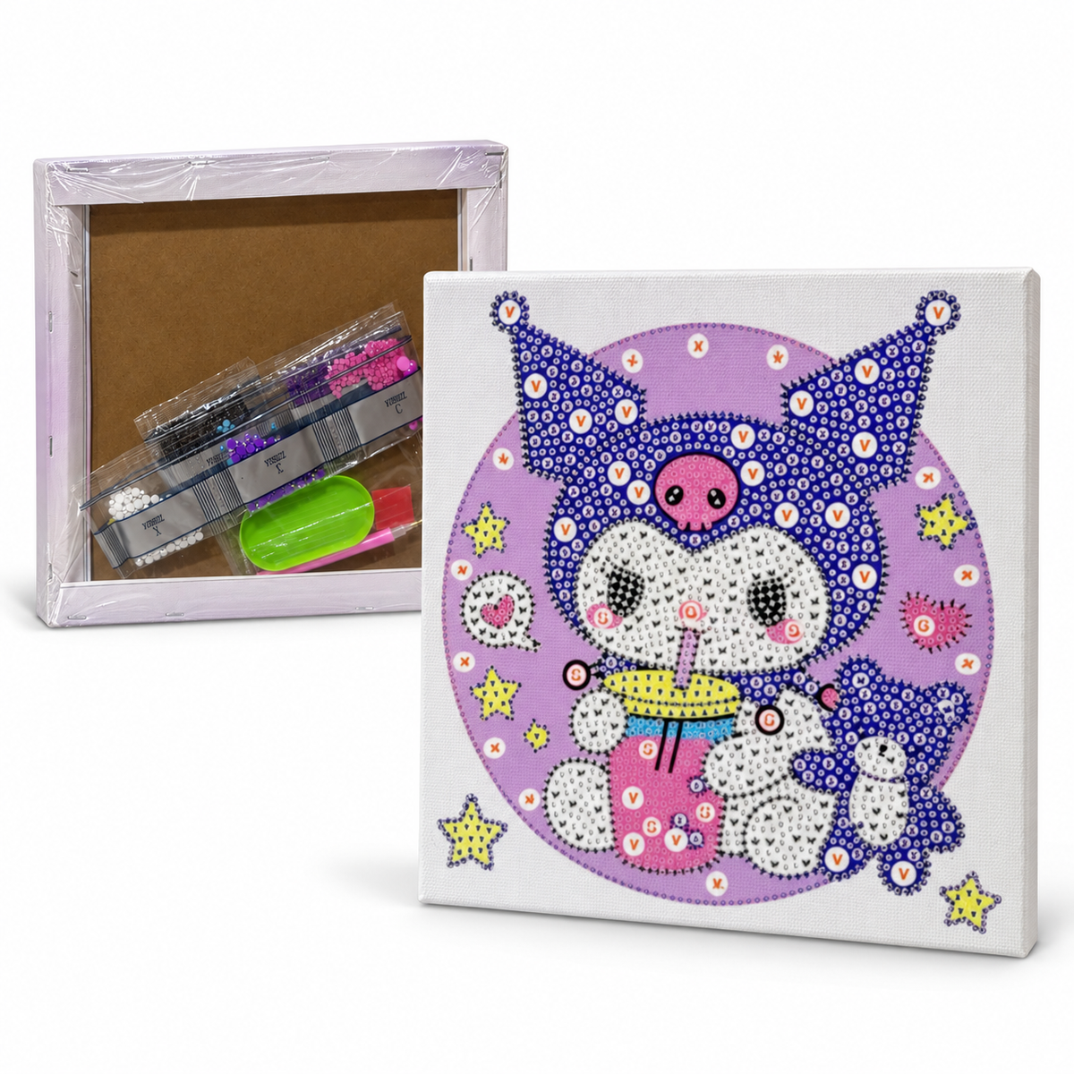 Diamond Art Canvas Kit — Kuromi — 25x25 cm || مجموعة تزيين كانفاس بالأحجار اللامعة - كورومي - 25 × 25 سم