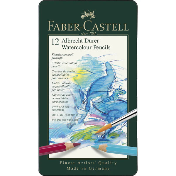 Faber Castell Albrecht Dürer Artists Watercolor Pencils Set of 12 Colors || مجموعة أقلام ألوان مائية فيبر كاستل ألبرخت ديورر 12 لون