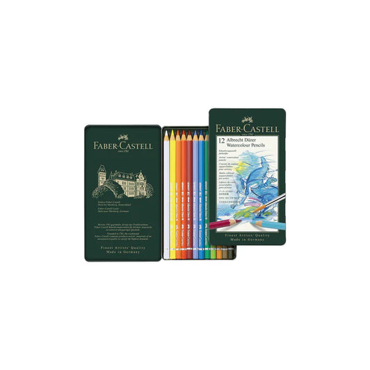 Faber Castell Albrecht Dürer Artists Watercolor Pencils Set of 12 Colors || مجموعة أقلام ألوان مائية فيبر كاستل ألبرخت ديورر 12 لون