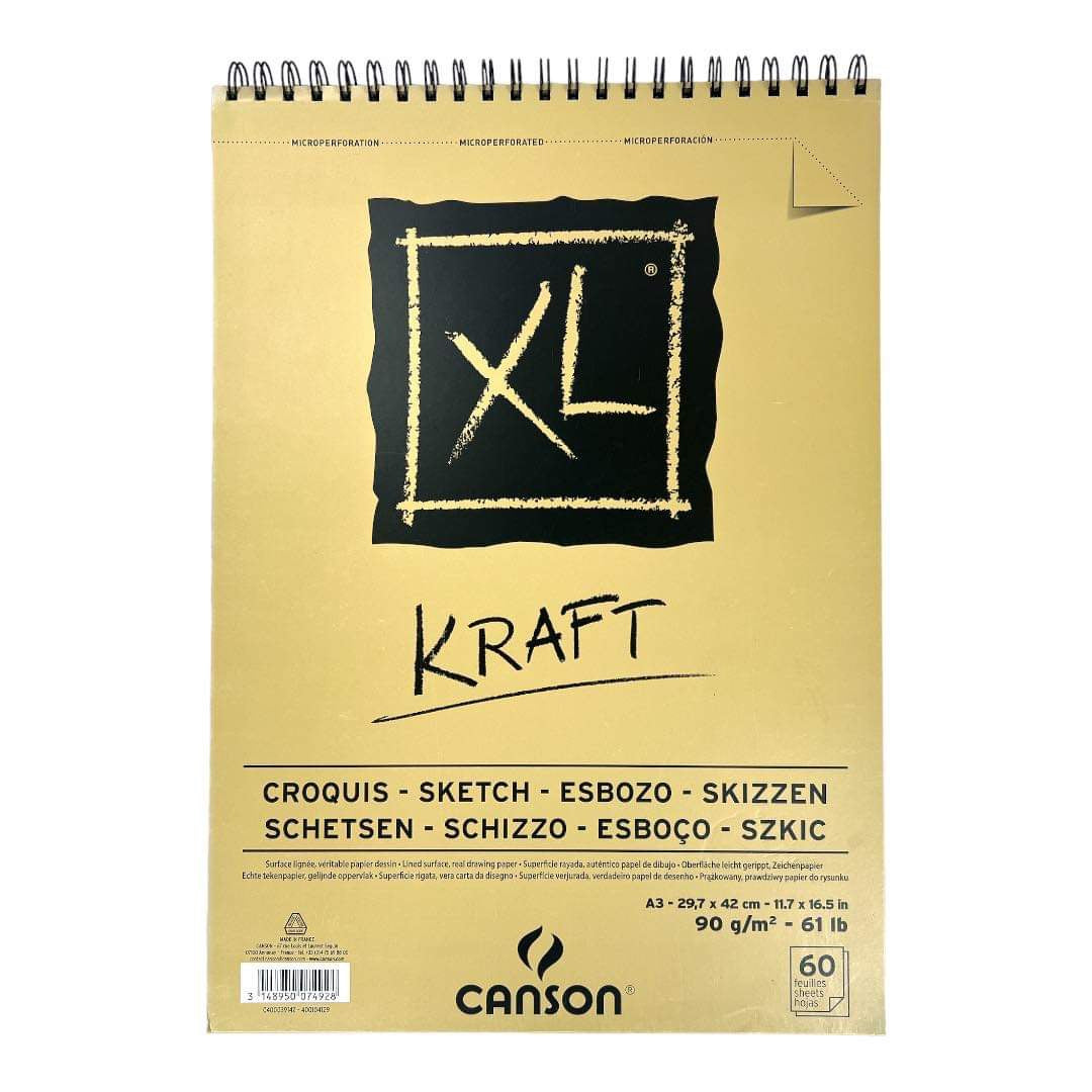 Canson XL Kraft A3 Size 90 gsm 60 Pages || A3 كراسة رسم كانسون اكس ال كرافت سماكة ٩٠ جرام ٦٠ ورقة حجم
