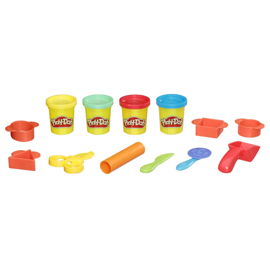 Play-Doh Starter Set, 9-Piece Kit with Storage Tote, Kids Arts & Crafts || مجموعة طين صلصال بلي دوه 4 لون مع 9 قواطع