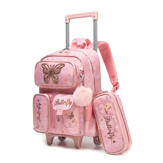 14" Trolley Backpack 2PCS Butterfly TWINS || شنطة ترولي 14 انش 2 قطعه فراشة توينز