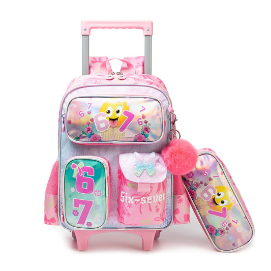 14" Trolley Backpack 2PCS Six Seven TWINS || شنطة ترولي 14 انش 2 قطعه 67 بناتي توينز