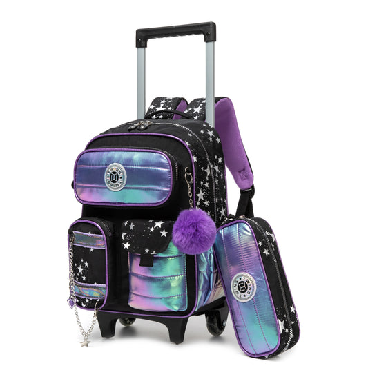 14" Trolley Backpack 2PCS METALIC TWINS || شنطة ترولي 14 انش 2 قطعه ميتاليك توينز