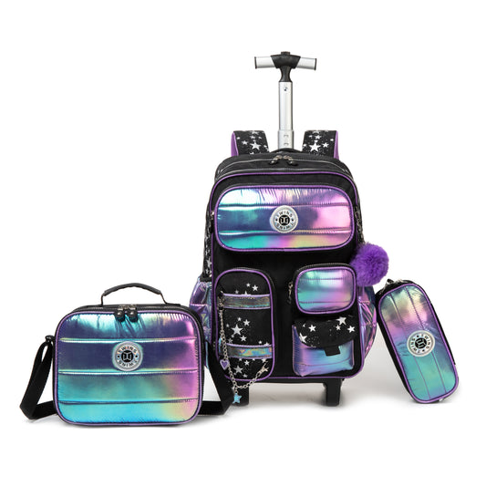 17" Trolley Backpack 3PCS METALIC TWINS || شنطة ترولي 17 انش 3 قطع ميتاليك توينز
