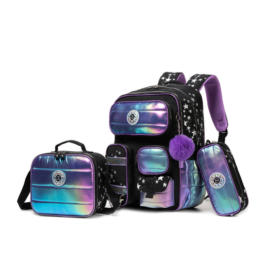 17" Backpack 3PCS METALIC TWINS || شنطة ظهر 17 انش 3 قطع ميتاليك توينز