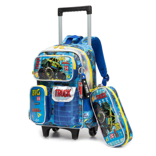 14" Trolley Backpack 2PCS Big Truck TWINS || شنطة ترولي 14 انش 2 قطعه بيج ترك توينز