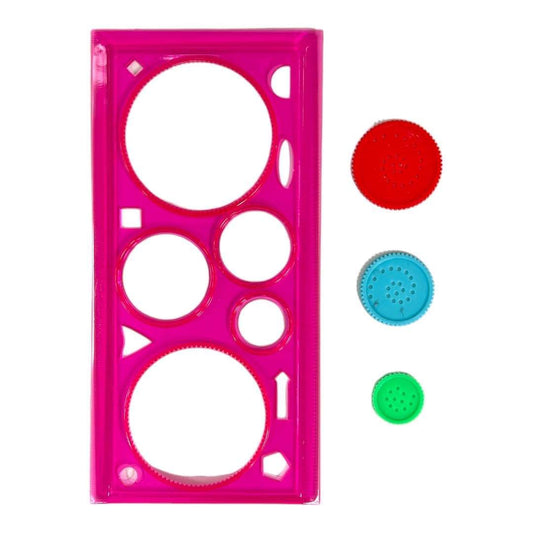 Engineering Spiral Stencil Set Ruler Pink Color || مسطرة هندسية ستنسل دائرية لون وردي
