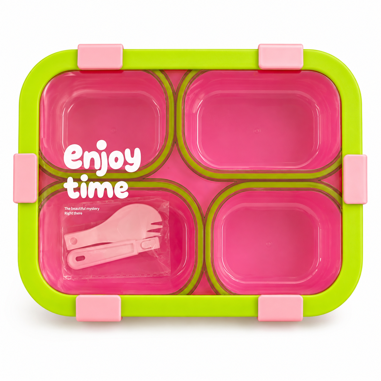 Lunch Box 4 Sections Pink || لانش بوكس 4 اقسام وردي