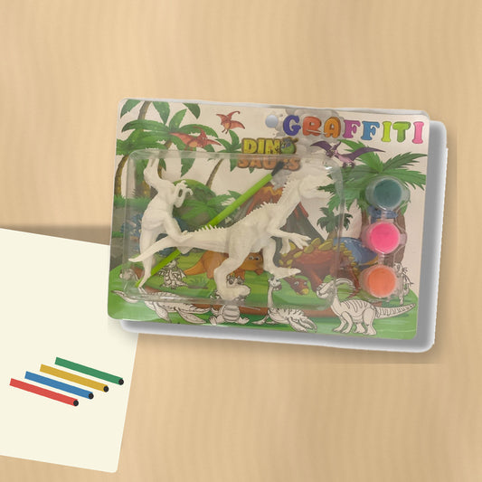 Graffiti Dinosaur Painting Kit - Two Dinosaurs, 3 Colours || طقم تلوين ديناصورين جرافيتي - ٣ ألوان