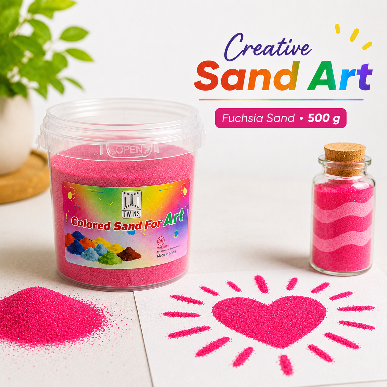 Twins Colored Sand 500g Fuchsia || رمل ملون توينز 500 جرام فوشي