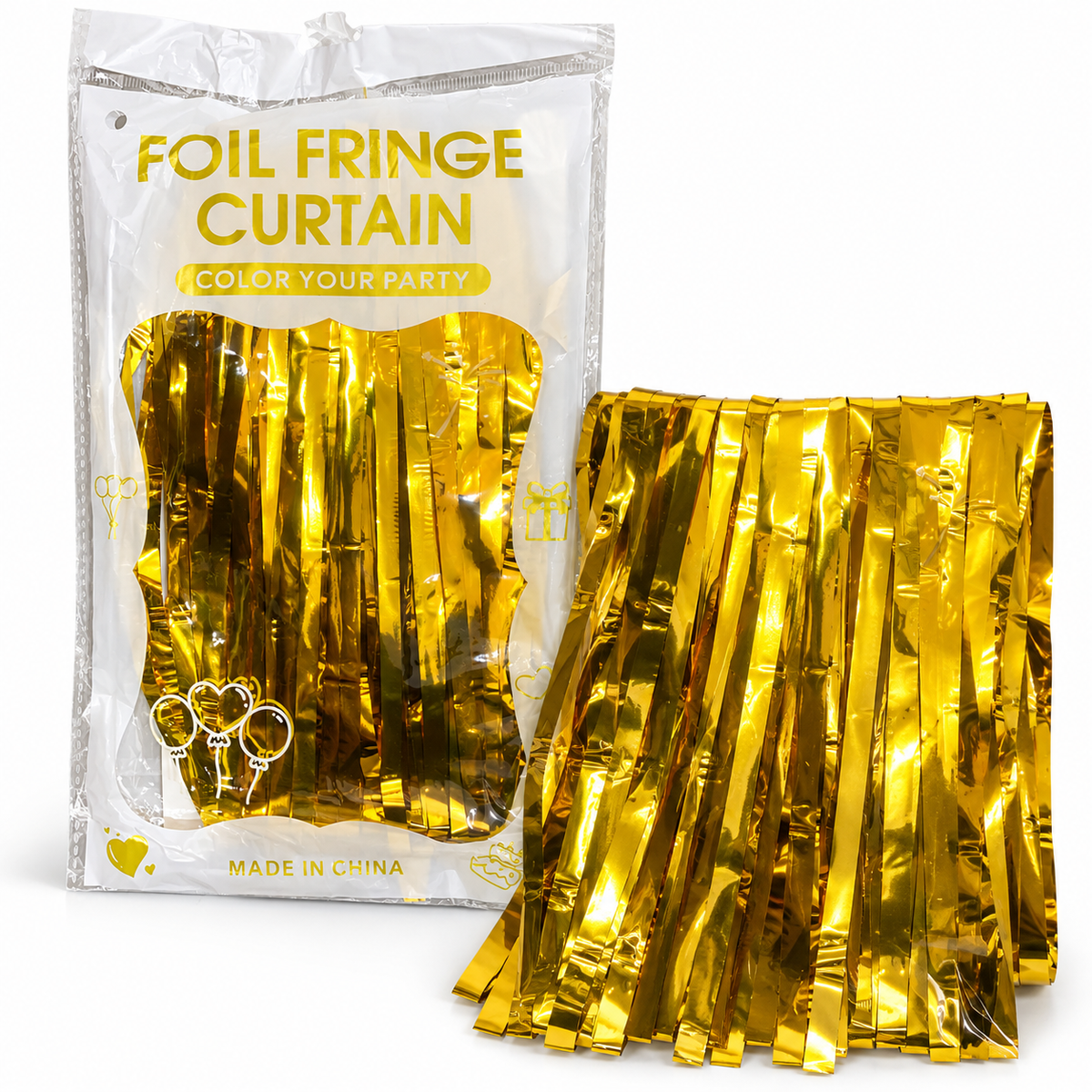 Gold Metallic Foil Fringe Curtain || ستارة حفلات بشرائط لامعة معدنية ذهبية