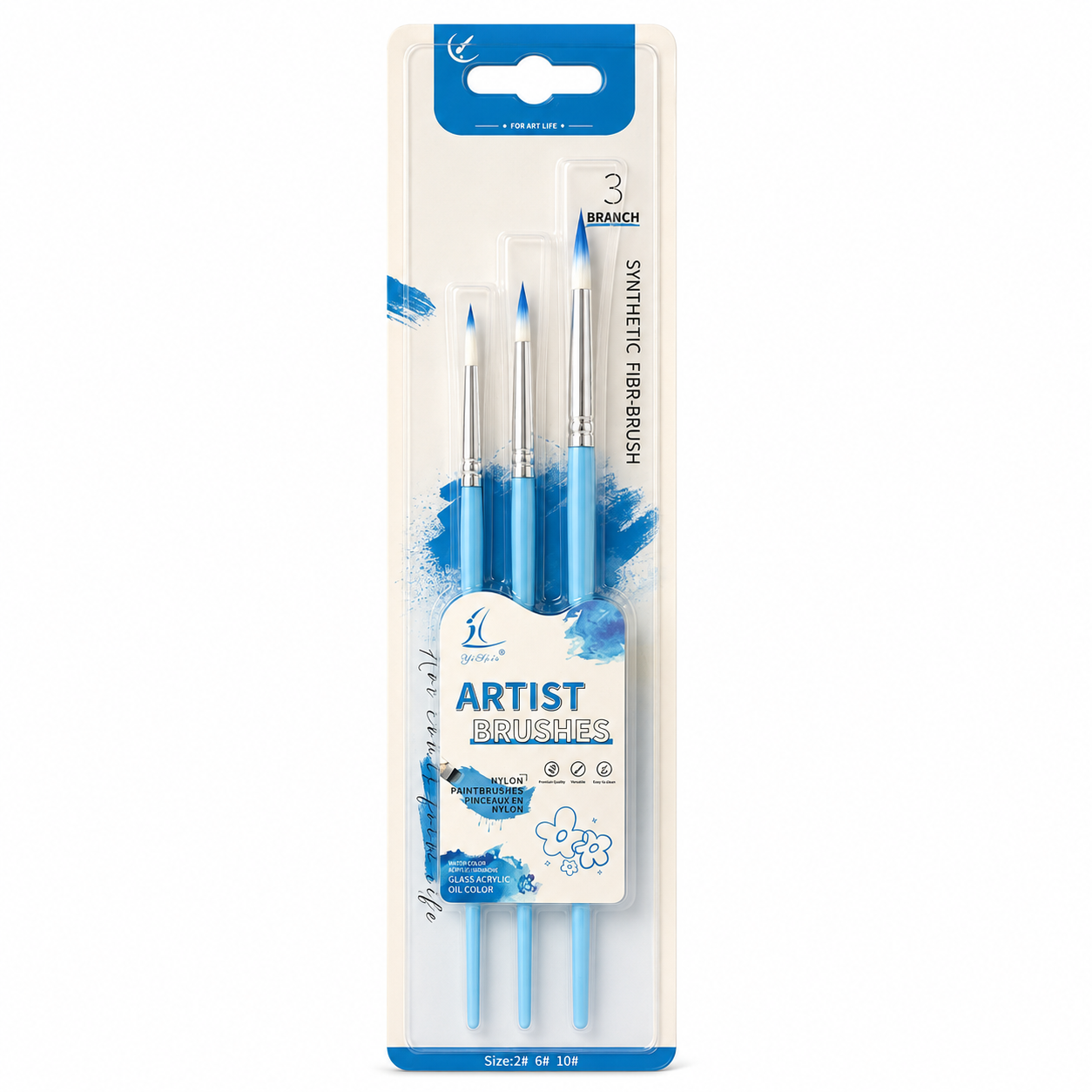 Round Painting Brush Pack 3 Pcs Round Painting Brush Pack 3 Pcs Blue || مجموعة فرش رسم دائري 3 حبة أزرق