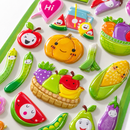 A&T Embossed Stickers Fruits Veggies Stickers #1 || ستيكرات بارزة اي اند تي خضار و فواكه #١