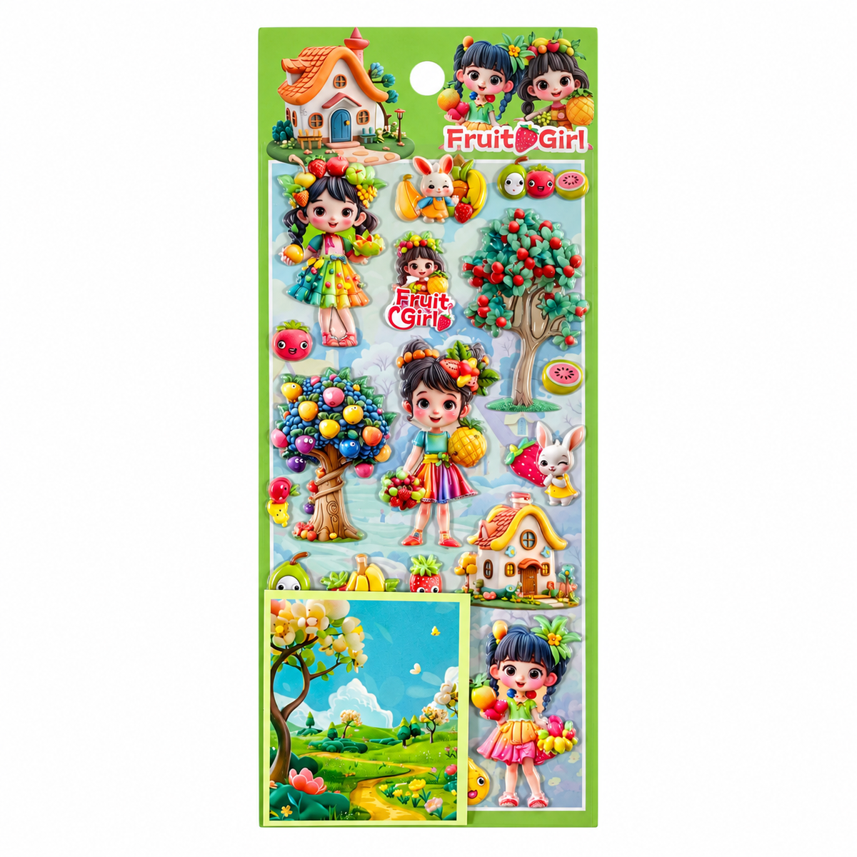 A&T Embossed Stickers Fruit Girl #1 || ستيكرات بارزة اي اند تي فرووت جيرل #1