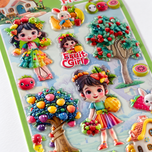 A&T Embossed Stickers Fruit Girl #1 || ستيكرات بارزة اي اند تي فرووت جيرل #1