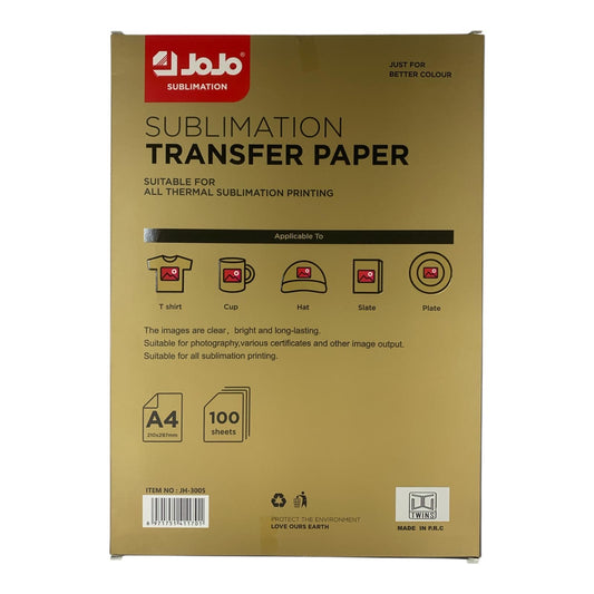 Jojo Paper Thermal Sublimation Transfer Paper A4 Size 100 Sheets || ورق جوجو ورق سبلينيشن حراري حجم اي فور ١٠٠ ورقة
