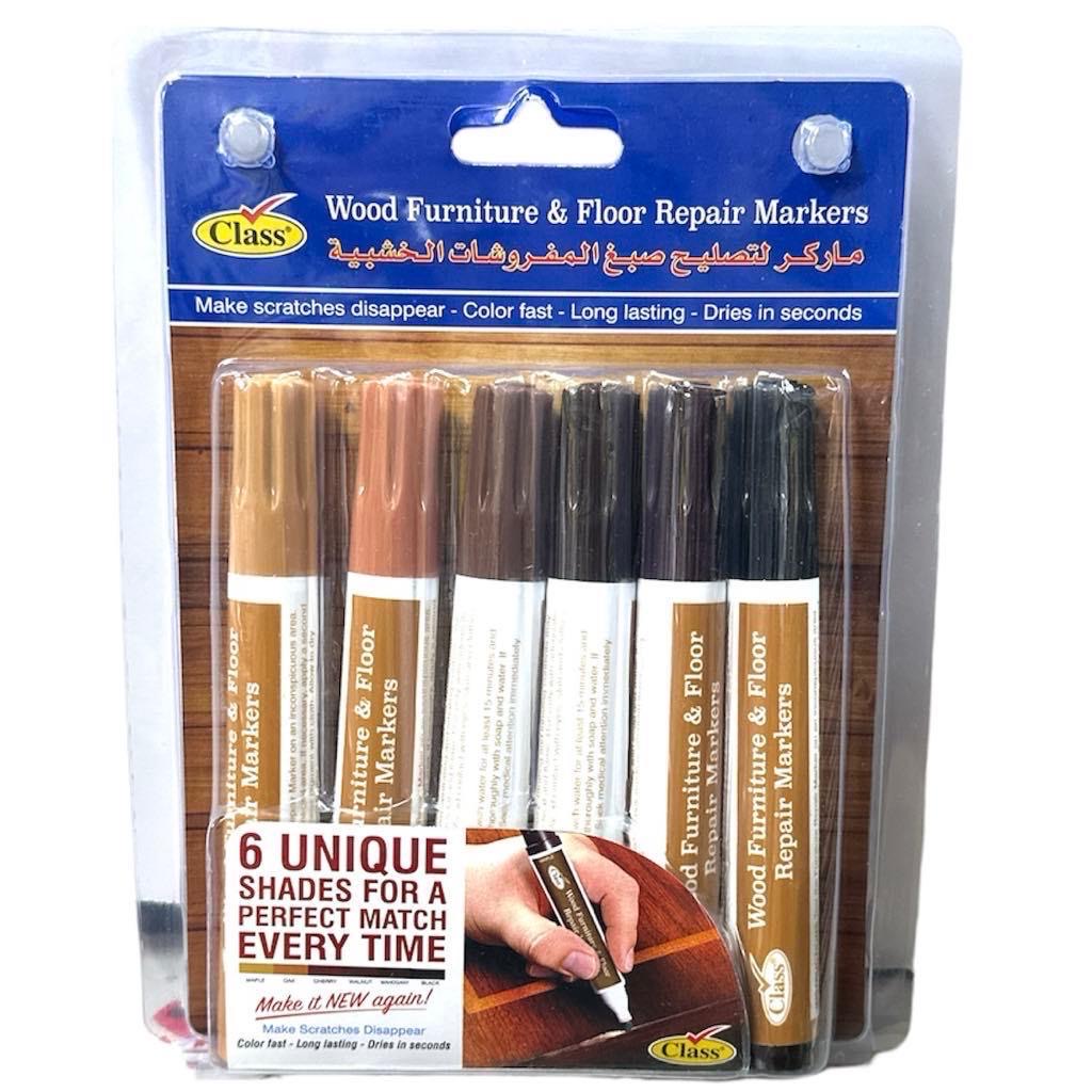 Class Wood Furniture & Floor Repair Markers 6 Colors || ماركر لتصليح صبغ المفروشات الخشبية ٦ لون