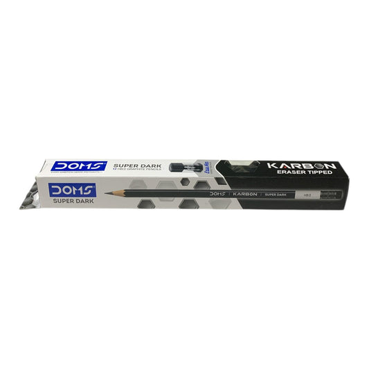DOMS KARBON Super Dark Eraser Tipped Pencils 12-Pack || قلم رصاص دومز كاربون 12 قلم مع مساحة