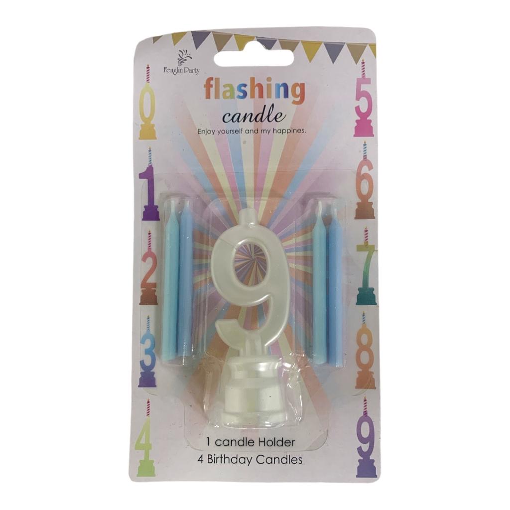 Numbered Candles With 4 Blue Candles || شمعة عيدميلاد ارقام مع ٤ شموع لون ازرق