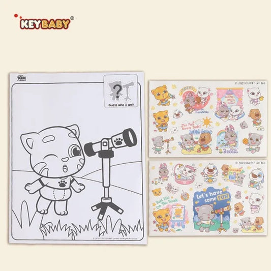 Keybaby Talking Tom and Friends Color and Reusable Sticker || دفتر تلوين و ستيكرات توم القط