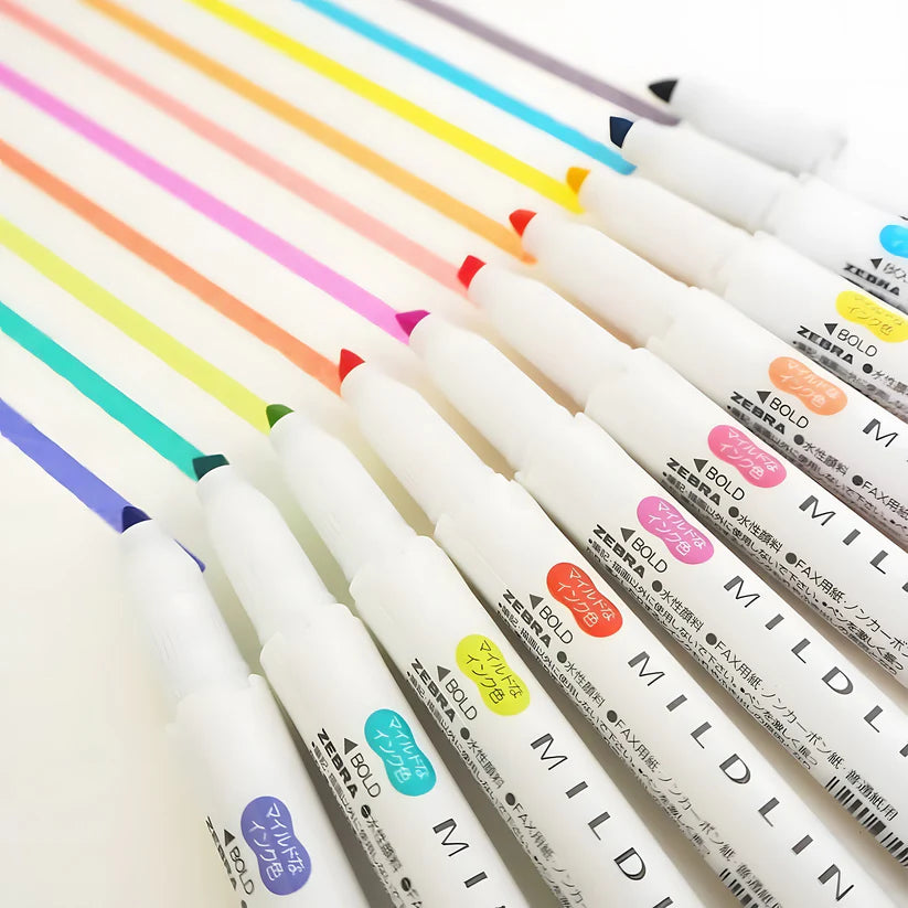 Zebra Mildliner Highlighter Set of 5 Friendly Mild Colors || زيبرا مجموعة أقلام تحديد فوسفوري ميلد لاينر 5 ألوان هادئة