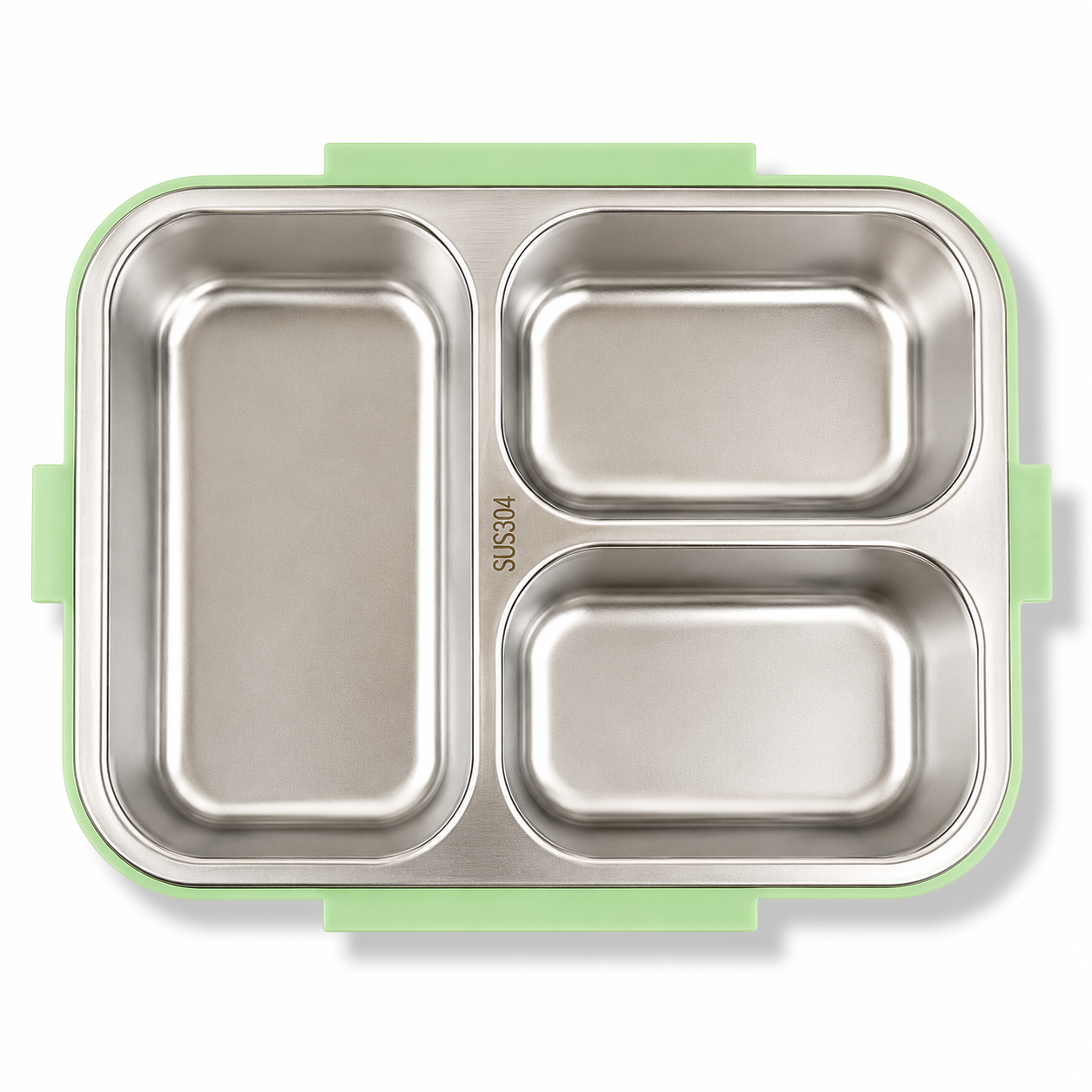 Lunch Box 3 Sections Green || لانش بوكس 3 اقسام ستيل اخضر
