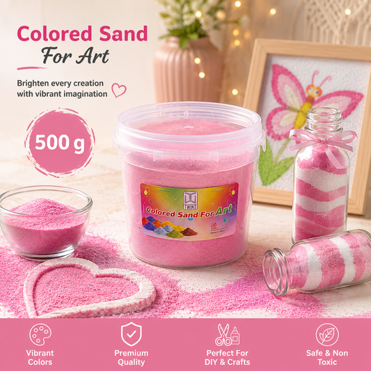 Twins Colored Sand 500g Pink || رمل ملون توينز 500 جرام وردي