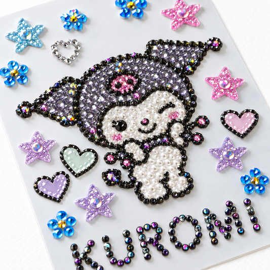 Bedazzeled crystal Sticker Assorted Colors Kuromi and Friends || ستيكر كريستال شخصيات كورومي