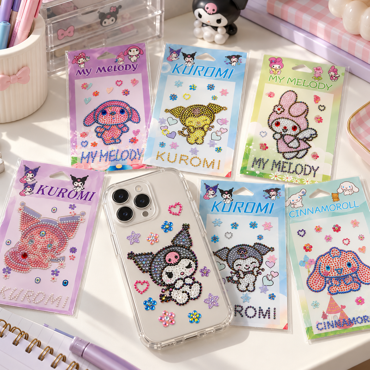 Bedazzeled crystal Sticker Assorted Colors Kuromi and Friends || ستيكر كريستال شخصيات كورومي