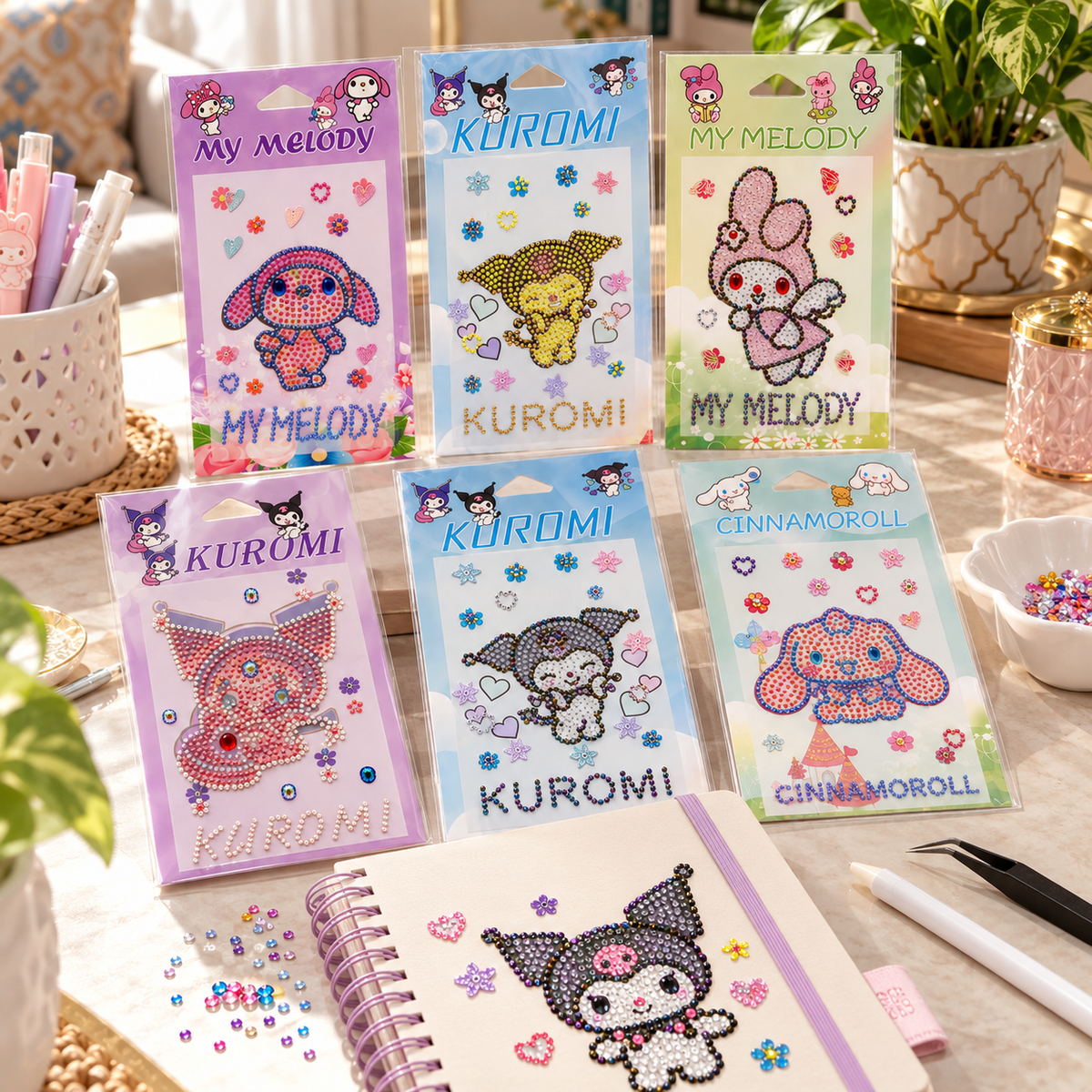 Bedazzeled crystal Sticker Assorted Colors Kuromi and Friends || ستيكر كريستال شخصيات كورومي — lifestyle photo 2