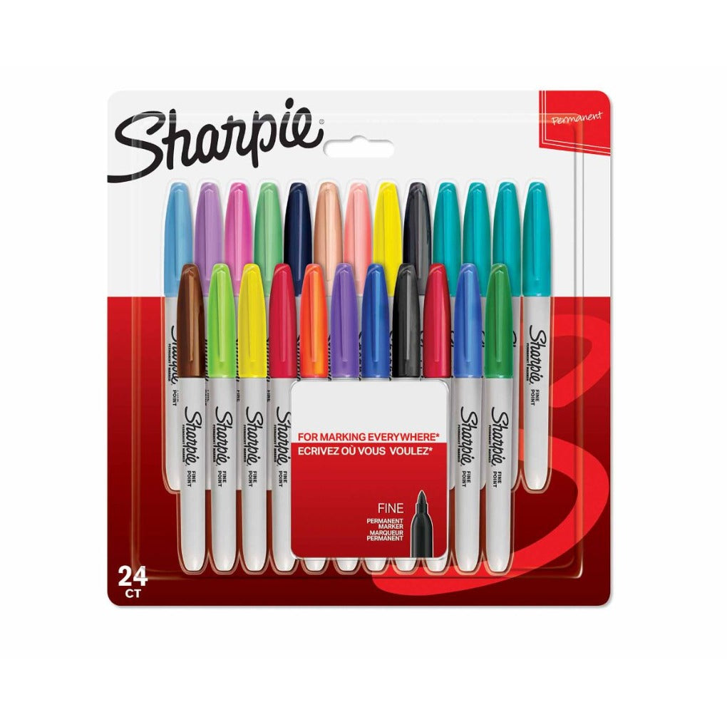 Sharpie Fine Permanent Markers 24 Colors || اقلام ماركر ثابته علي كارت ماركة شاربي الامريكية عدد 24 لون