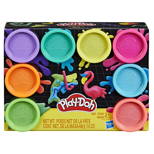 Play-Doh Neon Colors 8 Pack of 2-Ounce Cans, Arts and Crafts for Kids || مجموعة طين صلصال بلي دوه 8 لون فسفوري للاطفال