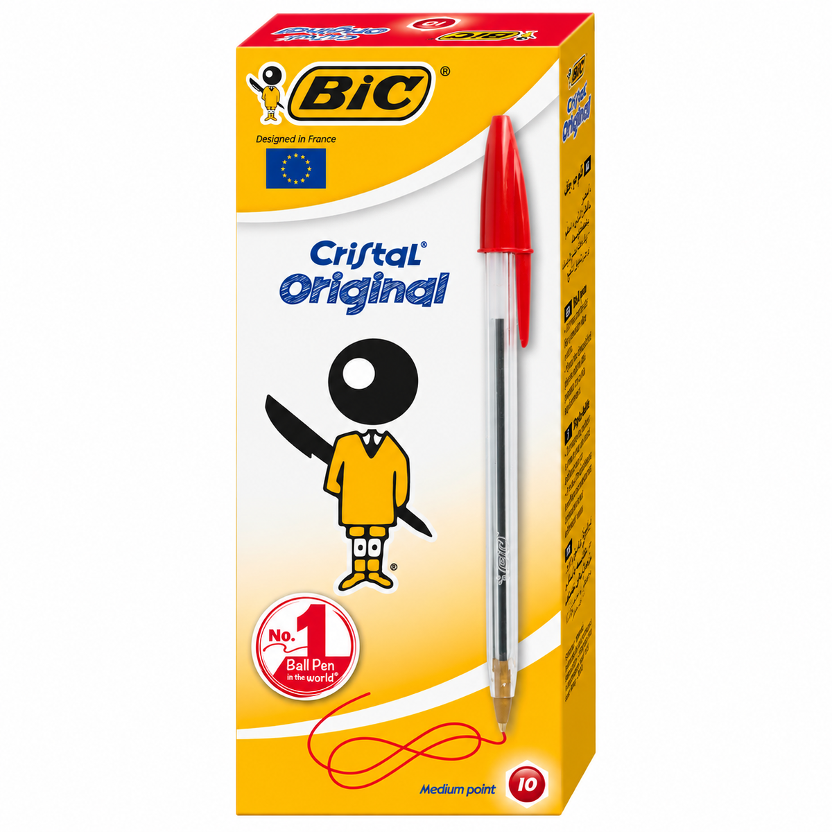باكيت ١٠ أقلام حبر BIC Cristal Original أحمر 1.0 مم