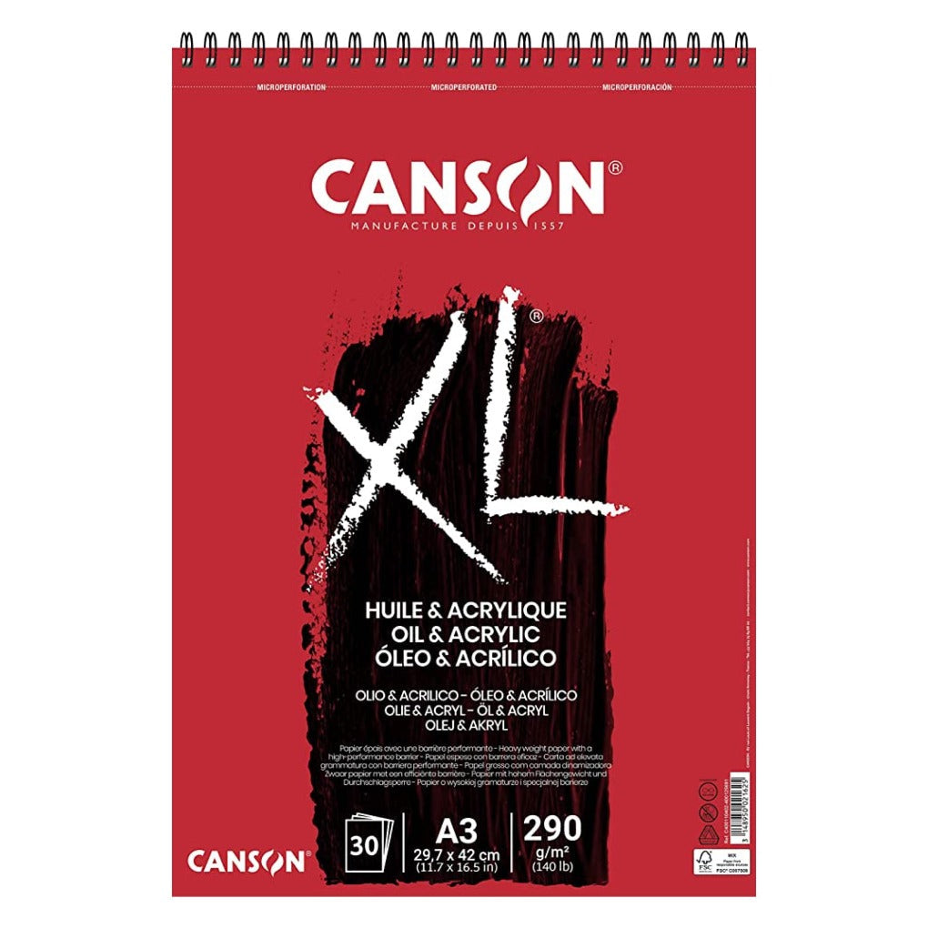 CANSON XL® Acrylic and Oil Paper Pad 290 gm A3 || كراسة رسم كانسون للاكريلك والزيتي 290 جم A3