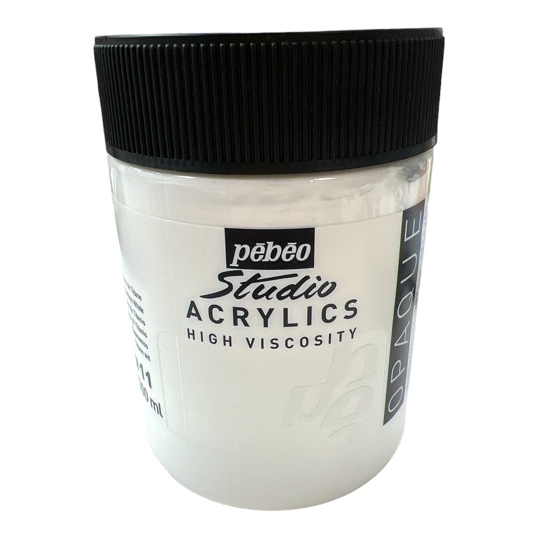 Pebeo Studio Acrylics High Viscosity 500 ml Titanium White || الوان بيبيو اكريليك 500مل ابيض