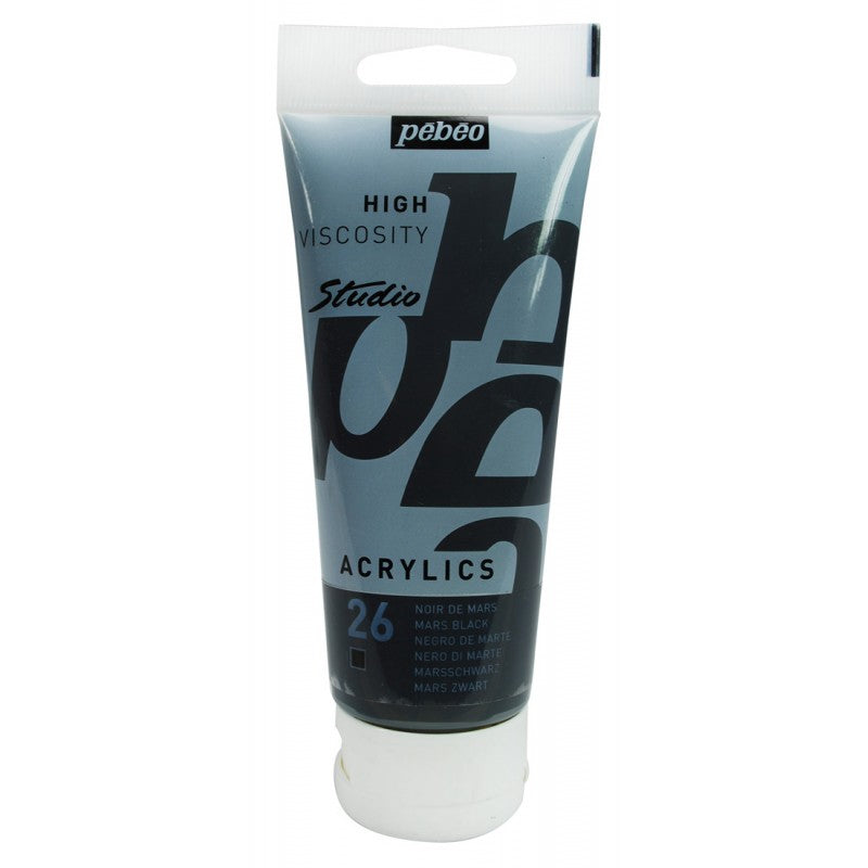 Pebeo Studio Acrylics High Viscosity 100 ml Black Mars || الوان بيبيو اكريليك 100 مل لون اسود