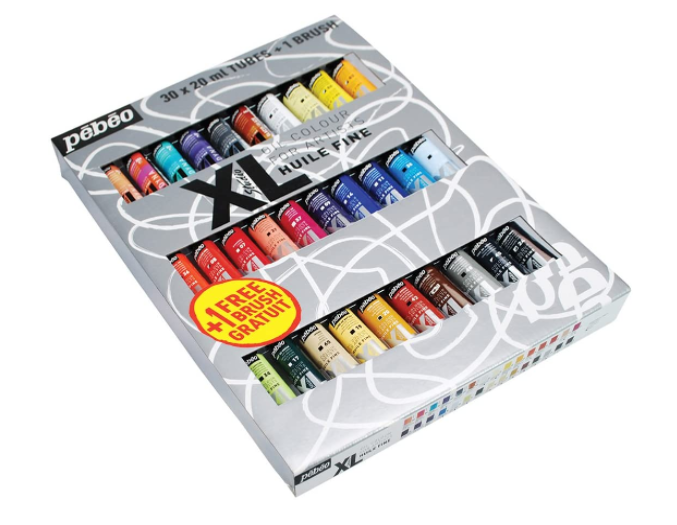 Pebeo Fine Oil XL Case 30 Tubes of 20 ML + Brush || طقم الوان بيبيو الزيتيه 30 لون + فرشاه