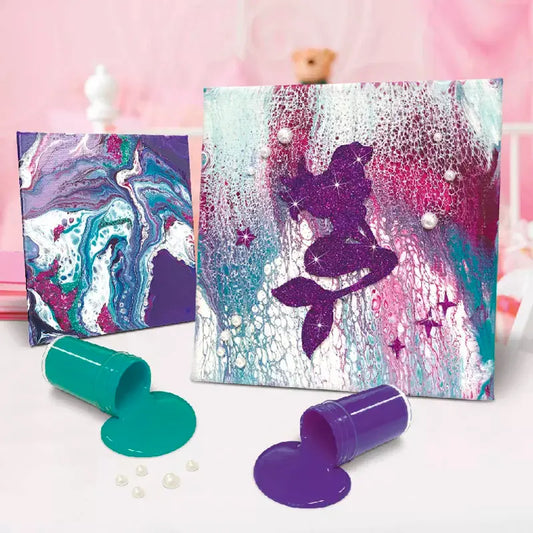 Mogtoy Paint Your Own Pouring Art || لعبة الوان السكب كانفاس