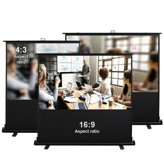 SMQ Manual Pull Up Projector Screen 4K ( 100 Inch ) 250 CM * 175 CM + Portable || إس إم كيو شاشة عرض بروجكتور ستاند ارضي 100 بوصه 250سم*175سم